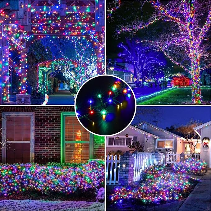 LAMPHOME Color Changing String Lights, 500 LED Warm White & Multicolor Christmas Lights Plug in, 10 Modes Timer LED Fairy Lights, Waterproof Christmas Lights Outdoor for Xmas Tree Party Bedroom Decor
