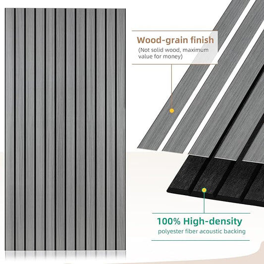 4 Pack Acoustic Panels for Wall, Soundproof Panels with Simulated Wood Grain Finish, 47.2”x23.6” Decorative Acoustic Wall Panel for Office,Home Theater,Studio,Living Room, Gray Oak