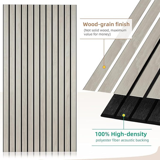 10 Pack Large Acoustic Panels 47.2”x23.6”, Decorative Acoustic Wall Panel, Sound Proof Panel with Simulated Wood Grain Finish, for Office,Home Theater,Studio,Living Room, Natural Oak