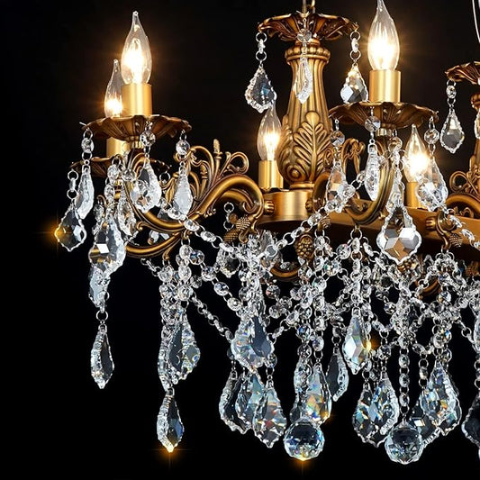 Crystal Chandeliers Contemporary Chandelier Island Lighting 8 Lights Candle Pendant Rectangle Hanging Ceiling Light Fixture for Dining Room Living Room Kitchen Island Entry L33.85