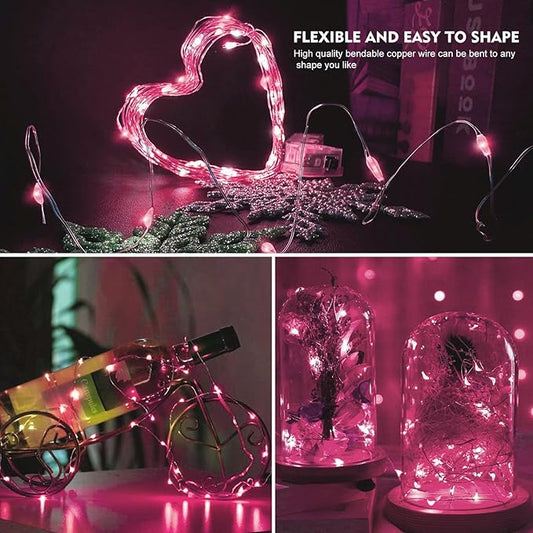 AIKEI 12 Pack LED Fairy Lights Battery Operated, Valentines Day Decor Pink String Lights Waterproof 7 Feet 20 LED Firefly Starry Lamps for Wedding Party Bedroom Garden Christmas Decoration