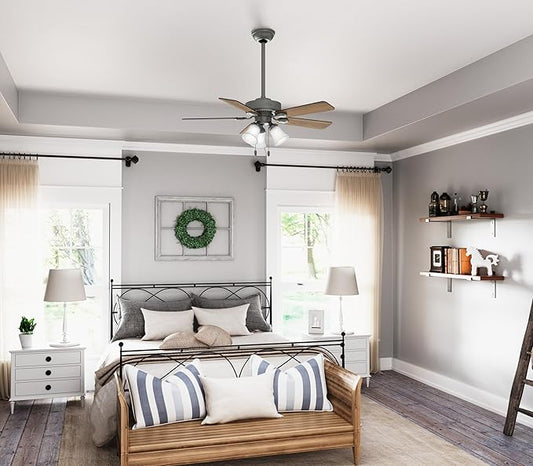 Hunter 44 inch Indoor Ceiling Fan with LED Lights - Ceiling Fan with Pull Chain, For Bedroom, Living Room, or Kitchen, Standard Mount, No Remote, 5 Blades - Swanson 50882, Matte Silver