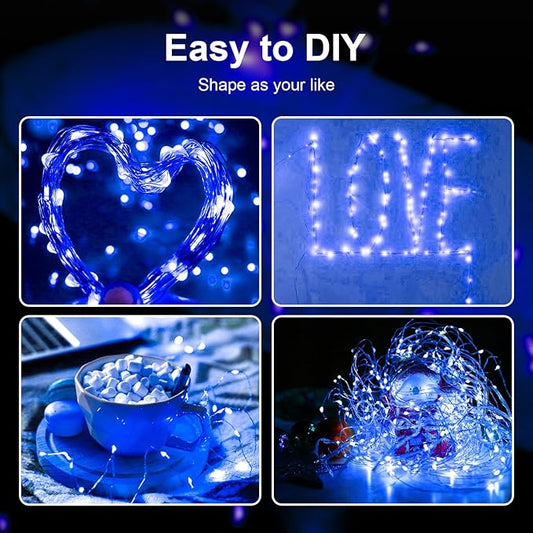ZGWJ Fairy Lights Battery Operated, 50 Pack Twinkle String Lights 20 LED 7FT 3 Lighting Modes for Bedroom Decor, Easter, Halloween, Christmas, Party Indoor and Outdoor Decoration (Blue, 50PCS)