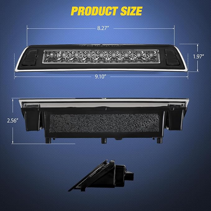 Nilight Third Brake Light Tail High Mount 3rd Stop Lights Smoked Lens Compatible with Ridgeline 2006 2005 2006 2007 2008 2009 2010 2011 2012 2013 2014 Truck Rear Center Cab Lamp