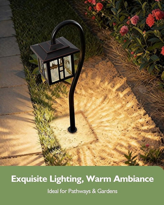 LITFIT Low Voltage Landscape Lighting, 12V 3W 185LM 3000K ORB Electric Pathway Lights, Waterproof Wired Garden Light with Connectors for Walkway Yard, Die-Cast Aluminum, 50000H Integrated LED, 4Pack