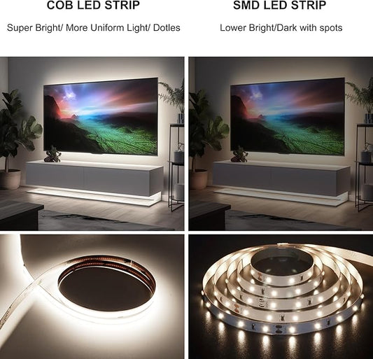 AXMOTUT 32.8ft COB LED Strip Lights 4000K Dimmable, High CRI 93+ with Power Adapter, Flexible Light Strips for Bedroom, Room, Kitchen, Mirror (Remote Control not Included)