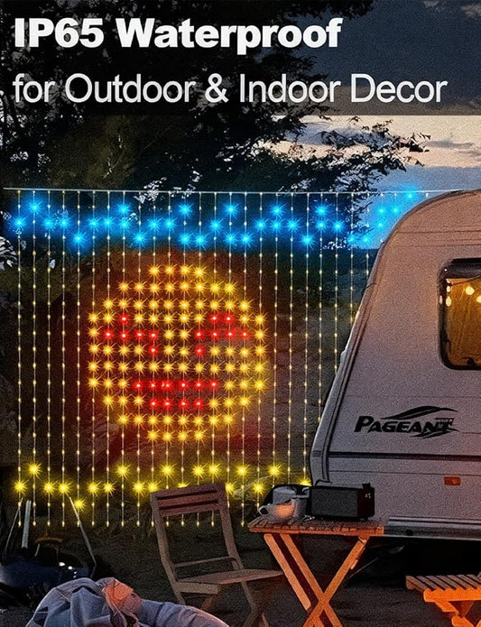 echosari Smart Curtain Lights Plug in, 400 LED Curtain Lights with App Programmable 6.6 x 6.6ft RGB&IC DIY Pattern Music Sync for Bedroom Backdrop Decor