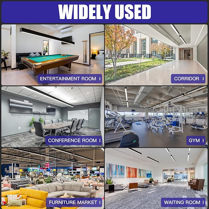 JTT 8FT LED Linear Light,8Foot LED Shop Lights 100/80/60W 3/4/5000K CCT Selectable,Commercial 8Feet Lighting Fixture 0-10V Dimmable Lighting Fixture ETL for Gym Retails Office Garage Classroom,4Pack