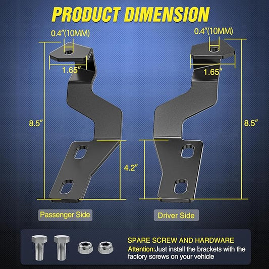 Nilight Ditch Light Brackets Hood Hinges Mount Bracket Kit for Auxiliary Offroad LED Pods Work Lighting Compatible with Toyota Tundra 2014 2015 2016 2017 2018 2019 2020 2021