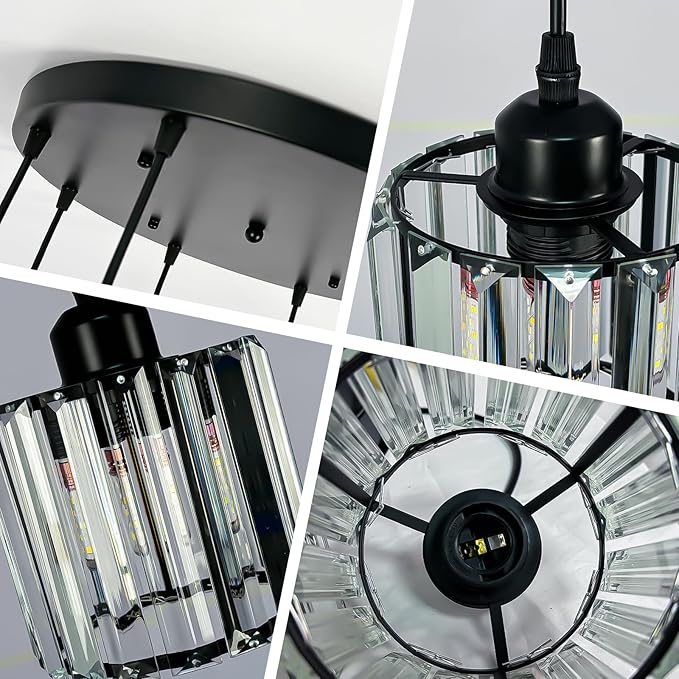 Long Chandelier for High Ceilings Modern Crystal Long Pendant Light Raindrop Drop Lamp Hanging Flush Mount Chandelier Ceiling Light for Staircase Foyer Living Room Entryway 6 Lights
