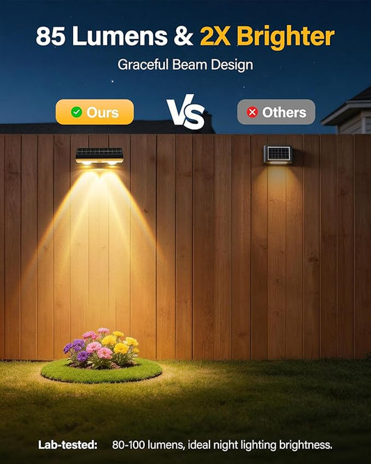 Solar Fence Lights Outdoor, 12 Pack Ultra-Bright 85LM Fence Lights Solar Powered, 9 RGB Color Modes, IP65 Waterproof, 12H Dusk to Dawn Glow for Pool/Deck/Patio/Wall/Backyard - Black