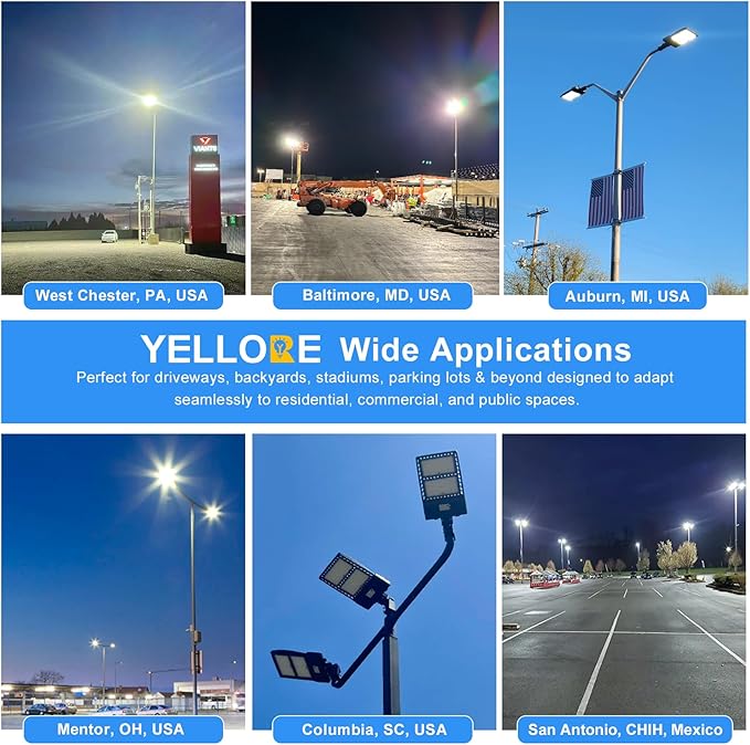 LED Parking Lot Light 400W 320W 240W Adjustable UL ETL Listed 5000K LED Street Light with Photocell 100-277V IP65 Outdoor Commercial Area Flood Security Lighting Arm Mount