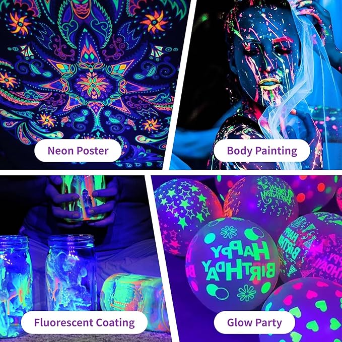 50W LED Black Light, 385nm UV Light Bar with Plug & Switch, IP66 Waterproof Blacklights for Glow Parties, Neon Decor, Halloween, Stage Lighting (4 Packs)