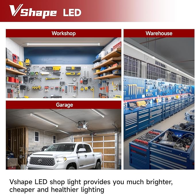 (12 Pack LED Shop Light 4FT, 40W 5200LM 6000K (Super Bright White), T8 Integrated Tube Lights, Clear Cover, 270 Degree Lighting for Garage, Shop