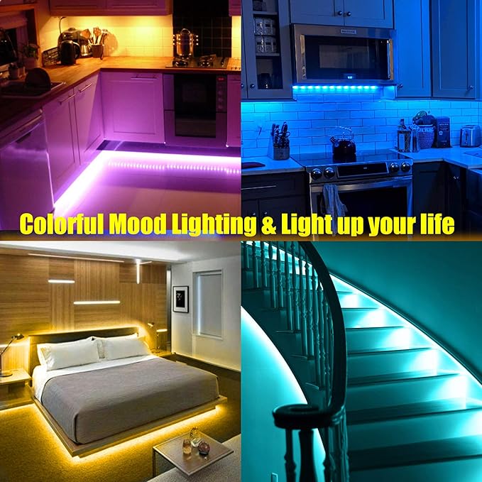 maylit 10 PCS 20In Smart RGB Under Cabinet Lights Kit, Work with Alexa and Google Assistant, App and Remote Control, Music Sync Color Changing, Timer, Dimmable, for Cabinet, Counter, Shelf, Bookcase