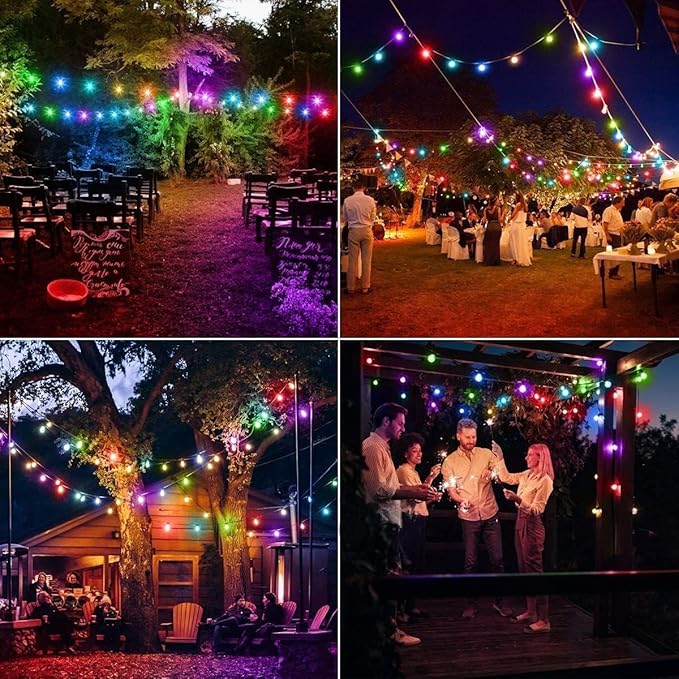 Solar String Lights, Small Crystal Ball ,Outdoor String Light 60 LED 40ft 8 Lighting Modes Waterproof Solar Powered Patio Solar Light for Garden Yard Porch Wedding Party Decor (Rainbow-Colored)