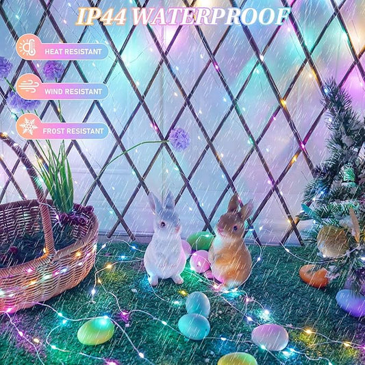 66Ft 200 LED Easter Pastel Fairy Lights Plug in, Pastel String Lights 8 Modes with Timer for Outdoor & Indoor, Waterproof Twinkle Light for Bedroom Girl's Room Garden Patio Party Easter Decorations