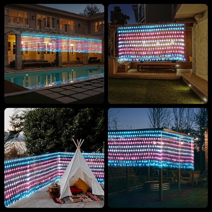 RJZZ Trans Flag Lights Outdoor, 6.6x3.3 FT Trans Pride Flag Pride Decorations Connectable, 330LED Waterproof Transgender Flags with Lights, Pride Month Decorations for Room, Yard, Party, Office