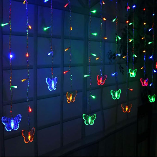 Butterfly Curtain Lights, 13ft 96 LED USB Window Fairy Lights 16 Butterflies 8 Modes Firefly Twinkle Timer String Lights with Remote for Room Bedroom Wall Ceiling Party Wedding Christmas