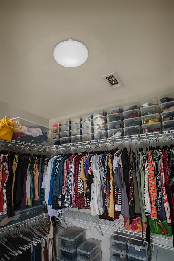 Lithonia Lighting 14 Inch Round LED Flush Mount Ceiling Light, Low Profile Modern Ceiling Light Fixture, 4000K Cool White Color Temperature, Dimmable, White (FMLRL 14 20840 M4)