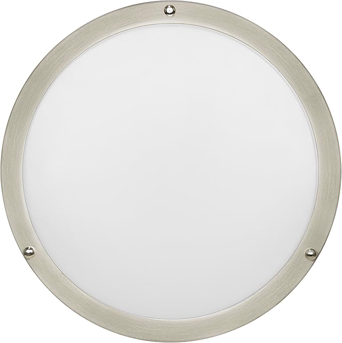 Sylvania 12" Flush Mount LED Ceiling Light Fixture, 25W, 5 CCT Select (2700K - 5000K), Dimmable, 1800 LMS, Brushed Nickel, LED Lights for Bedroom Kitchen Hallway - 1 Pack (66458)