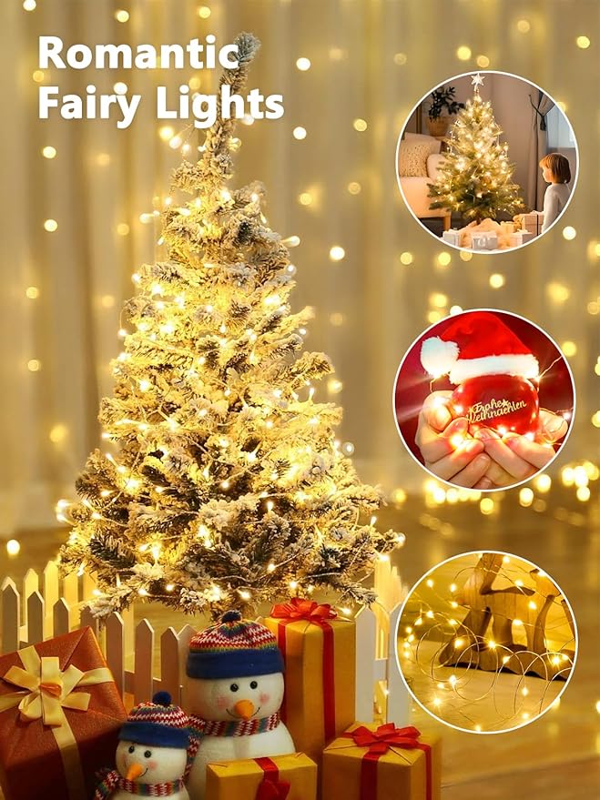 6 Pack Fairy Lights Battery Operated with Remote, 120LED 40FT Twinkle Lights Waterproof Outdoor Indoor Decor, 8 Modes Battery String Light Timer for Christmas Party Birthday Home DIY Décor(Warm White)