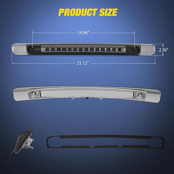 Nilight Third Brake Light Tail High Mount 3rd Stop Lights Smoked Lens Compatible with Toyota Land Cruiser 1998 1999 2000 2001 2002 2003 2004 2005 2006 2007 Van SUV Rear Center Cab Lamp