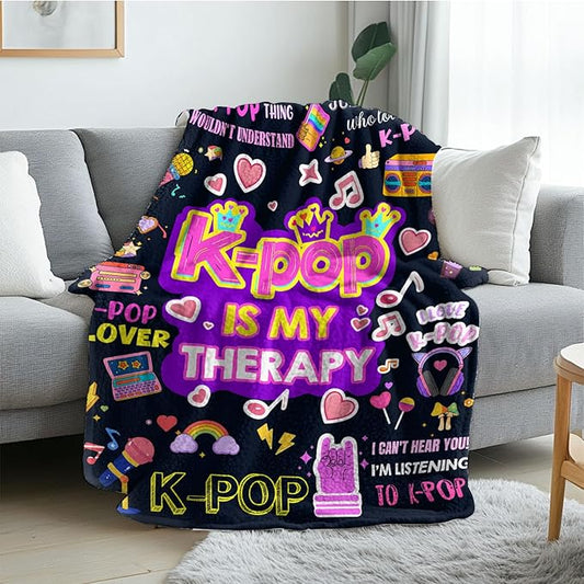 Kpop Blanket Gifts for Teens Soft Korean Blanket with Trendy for Women, Kpop Gifts for Women and K-Pop Lovers, Cozy Flannel Throw for Bedroom Room Decor, Gifts for Chritsmas Thanksgiving 50x60in