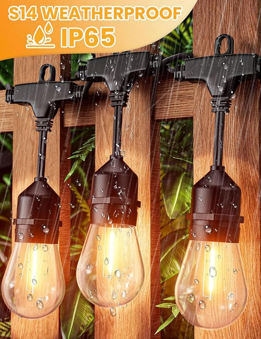 Svater Outdoor Led String Lights 36 FT, Patio Lights for Outside with 13pcs S14 Shatterproof Bulbs, 1 Watt E26 Dimmable, IP65 Waterproof, Commercial Grade Bistro Light 2700K Warm White