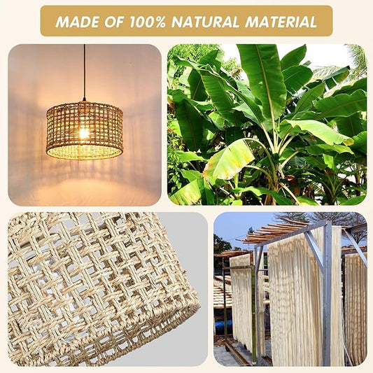 Hand-Woven Rattan Pendant Light, 11.8" Bohemian 1-Light Natural Wicker Hanging Lighting Fixture Ceiling Farmhouse Basket Hanging Lamp Chandelier for Kitchen Island, Living Dining Room