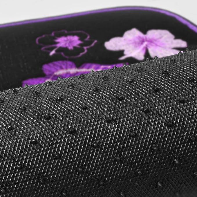 CAR PASS Butterfly Steering Wheel Cover and Waterproof Car Floor Mats,Purple Car Mats 14.5-15inch Steering Wheel Covers Universal Fit for Suvs,Sedans Cars,for Women Girl(Black and Purple)