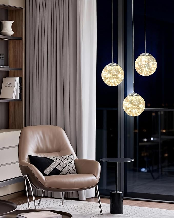 Pendant Lights Modern Crystal Chandeliers Hanging Light Fixture for Kitchen Island Sphere Pendant Light,Adjustable Chandelier for Dining Room,Foyer,Living Room Entryway