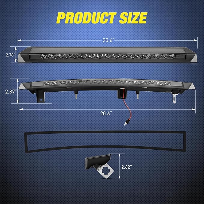 Nilight Third Brake Light Tail High Mount 3rd Stop Lights Smoked Lens Compatible with Ford Mustang 1999 2000 2001 2002 2003 2004 Car Rear Center Cab Lamp