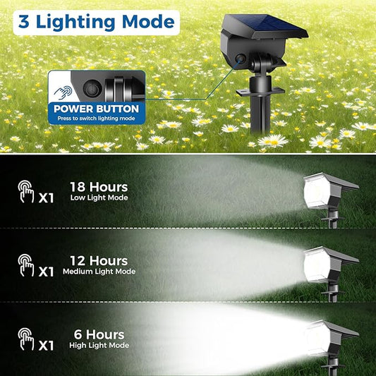 Peasur 8 Pack Solar Lights Outdoor, Spotlights Outdoor Waterproof 3 Modes, 2-in-1 Auto On/Off Solar Spot Landscape Lighting Outside for Tree Plants Yard Garden Pathway