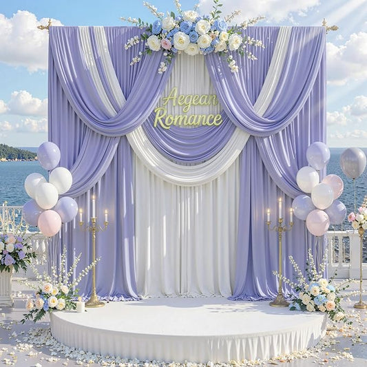 10 ft x 10 ft Wrinkle Free Lavender Backdrop Curtain for Parties, Polyester Light Purple Photo Backdrop Drapes 2 Panels 5x10ft for Baby Shower Photoshoot Wedding Birthday Party Photography Curtains