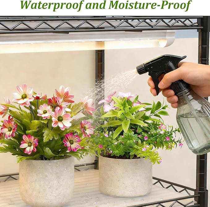 Plant Shelf with Grow Light, DIY 6-Tier Plant Stand with Grow Light, Adjustable Rack and Wheels, 8 Pack 24" 192W T8 Full Spectrum Grow Lamp for Indoor Plants, Seed Starting, Vegetable, 29"x13.5"x73.5"
