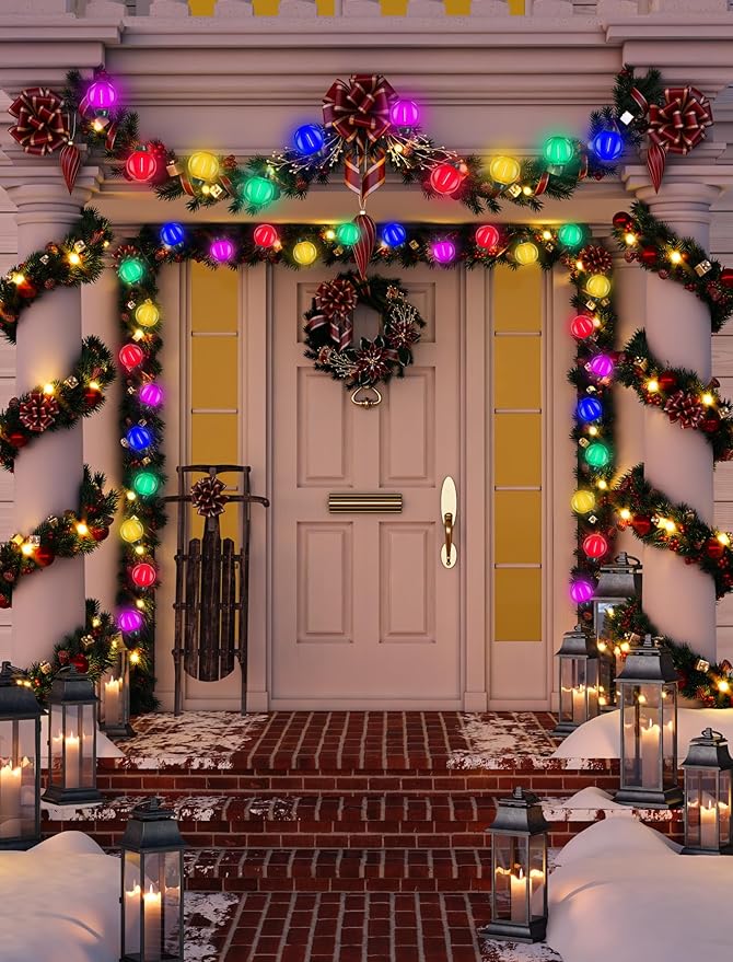 G40 LED Christmas String Lights, 50FT Christmas G40 String Lights with 27 Shatterproof G40 LED Clear Multicolor Bulbs, Outdoor Decoration Lights for Patio Backyard Roofline Garden Yard