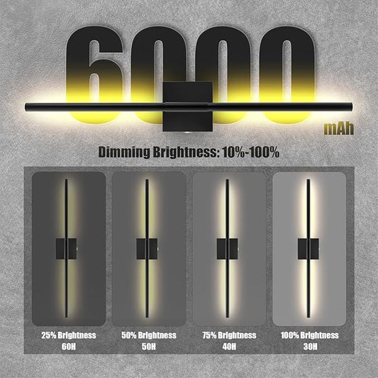 Battery Operated Wall Sconces Set of 2 Rechargeable LED Wall Lights, Dimmable 3000K-6500K, Battery Sconces Wall Decor for Bedroom Living Room Hallwayated Wall Sconce (2 Pack)