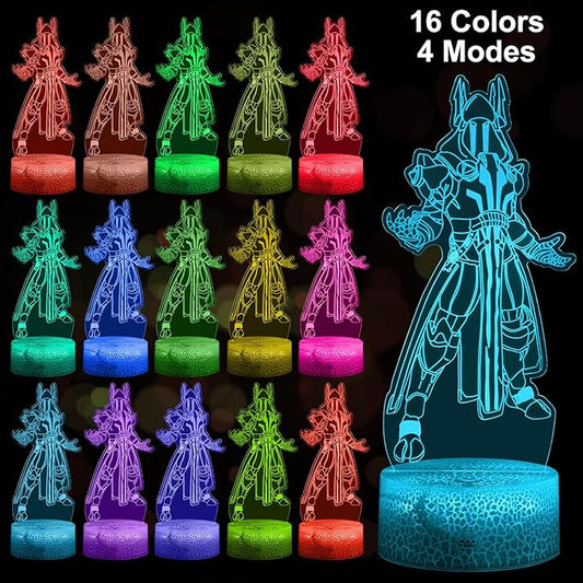Kids Night Light 3D Illusion Lamp, Remote & Touch Control 16 Colors Changing USB & Batteries Powered, Birthday Christmas Gifts for Teens Boys Girls Room Decor (Base*1, Lamp Plate*4)