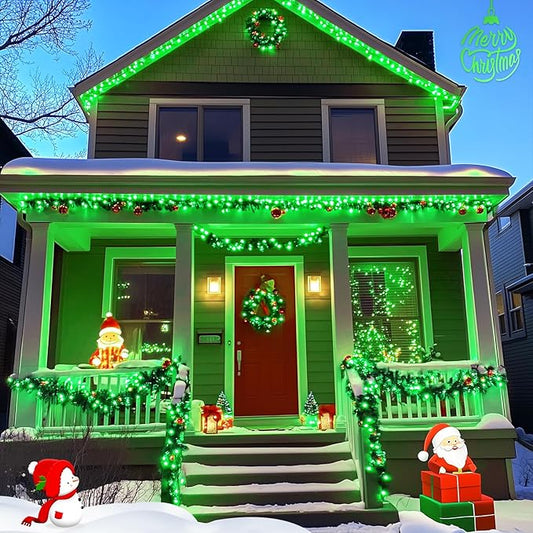 JMEXSUSS 2 Pack Solar String Lights Outdoor Waterproof, Total 400 LED 151FT Solar Christmas Lights Outdoor, 8 Modes Christmas Light for Outside Patio Yard Tree Decorations, Green