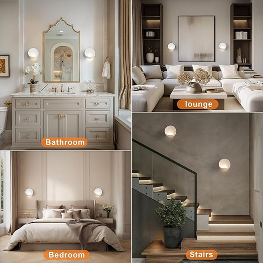Hyunbae Modern LED Wall Sconce, 8'' Round Wall Lights Outdoor Hardwired Up and Down Wall Mount Light for House,Patio,Porch,Hallway Corridor Light Fixture, Outdoor Wall Lighting 3000K Warm White