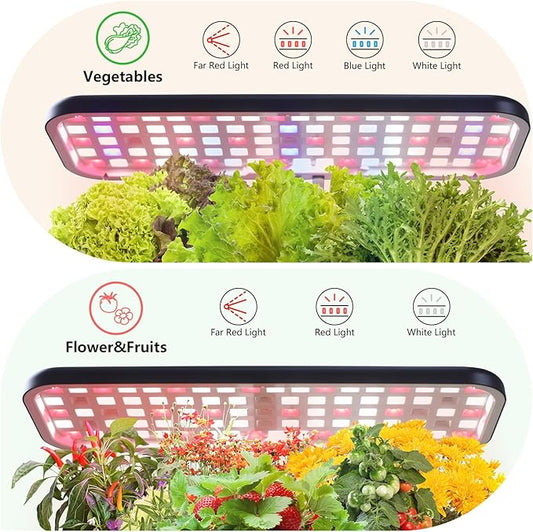 Indoor Garden Led Grow Light, Full Spectrum LED Grow Lamp for Indoor Plants with Intelligent Controller, Height Adjustable, Ideal for Home Desk Plant Lighting (Black, 16 * 6.3 * 7.1 inch)
