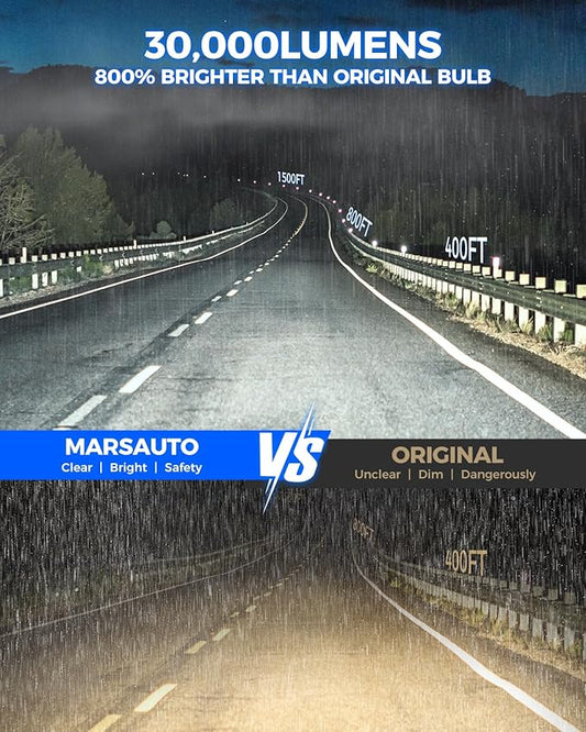 Marsauto D4S D4R HID Bulbs, 800% Ultra Brighter 30,000LM 6500K White for 66440 42402 42402WX Bulb, Plug and Play, Pack of 2