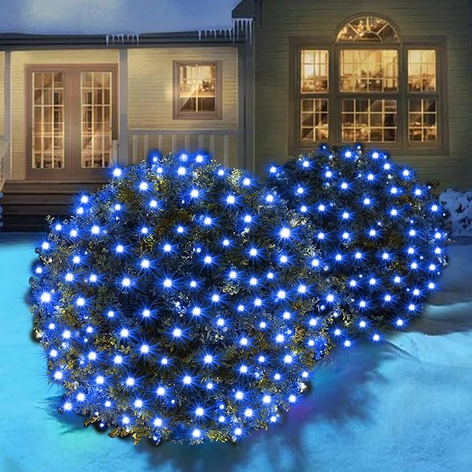Led Christmas Net Lights for Bushes, 132LED 6FT x 6FT Connectable UL Certified Net Lights for Bushes Tree Shrubs Xmas Trunk Green Wire Christmas Decorations