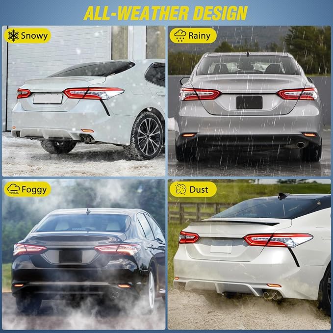 Nilight Rear Bumper Tail Light Compatible with 2018 2019 2020 2021 2022 2023 2024 2025 Toyota Camry Smoke Lens LED Reflector Rear Bumper Lamps Brake Turn Signal Sequential Flashing Driving Taillights