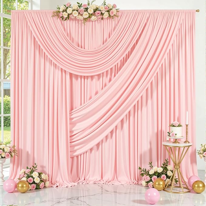20ft x 15ft Blush Pink Wrinkle Free Backdrop Curtains for Wedding Party Backdrops Curtain Drapes Fabric Decorations Photo Back Drop Cloth for Baby Shower Photography Stage Reception