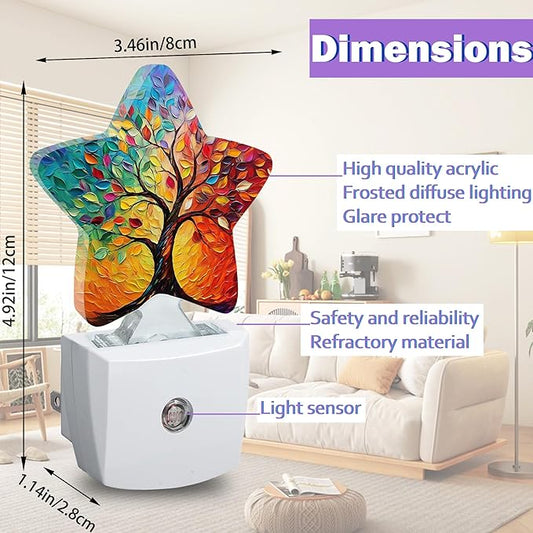 Tree of Life Night Light for Kids,Colorful Tree Night Lights Plug Into Wall, Lightweight Dusk to Dawn Light Sensor Warm Nightlights for Girls Boys Bedroom Nursery Basement