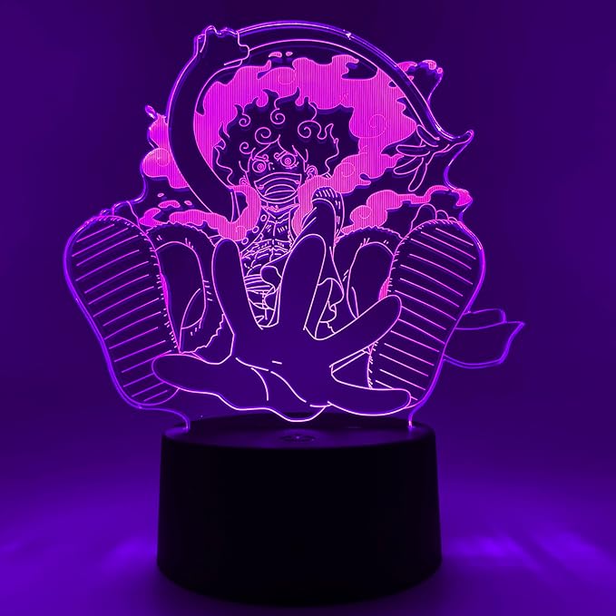 Otaku Lamps Luffy GEAR5 Posing One Piece – Anime Lamp Figure Night Light, 16 Color RGB LED – 3D Anime Room Décor Gift for Otaku