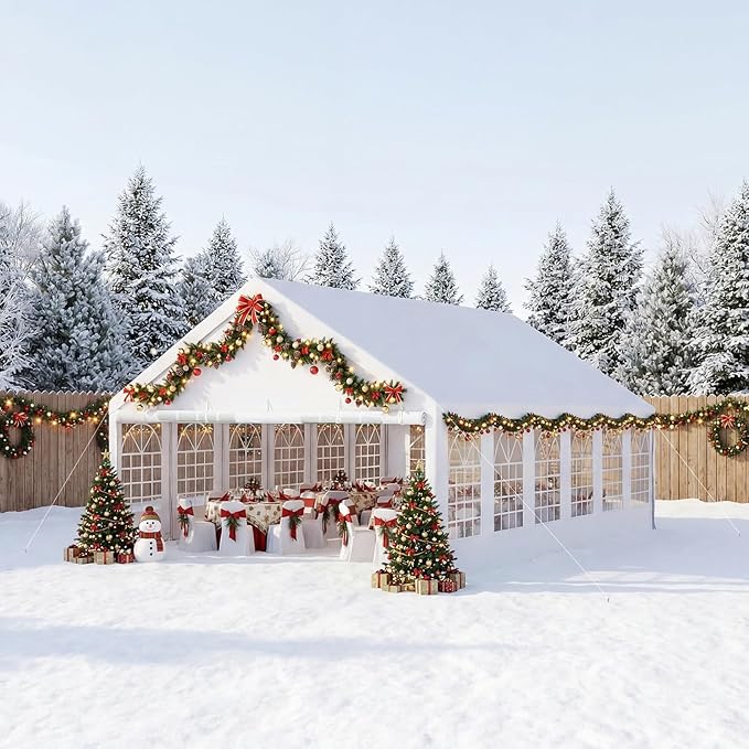 Party Tent 20x40Ft Outdoor Canopy Gazebo Heavy Duty Large Event Shelter Carport White for Wedding Parties BBQ