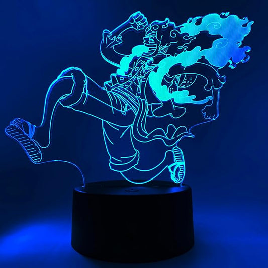 Otaku Lamps Luffy GEAR5 Moon One Piece – Anime Lamp Figure Night Light, 16 Color RGB LED – 3D Anime Room Décor Gift for Otaku